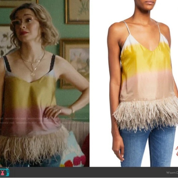 LE SUPERBE 
Coppertone Ostrich Feathers Colorblock Cami (T3) - Picture 1 of 8